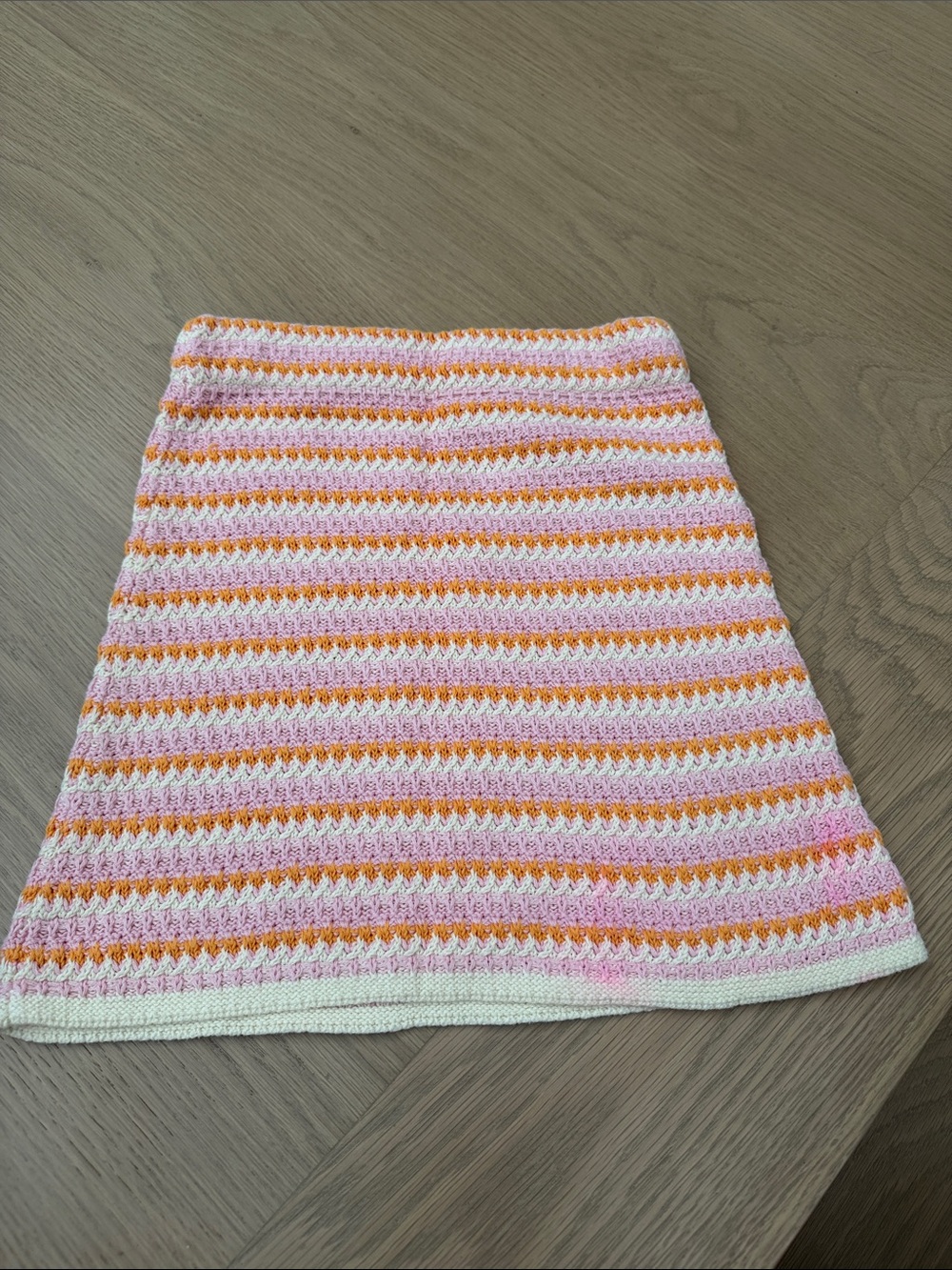Zara Striped Crochet Mini Skirt in Pink, Orange & Cream